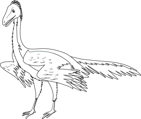 Archaeopteryx Dinoid Doodle Περίγραμμα Λευκό Φόντο Εικονογράφηση — Διανυσματικό Αρχείο