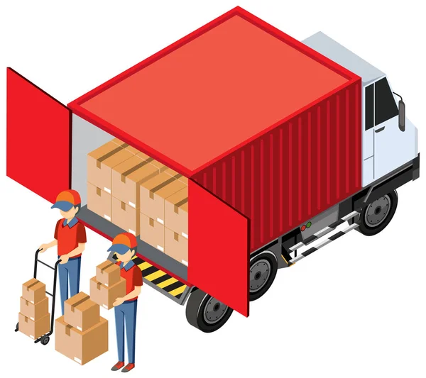 Container Lastbil Med Last Transport Koncept Illustration — Stock vektor
