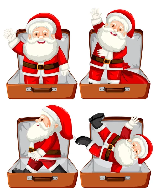 Χριστούγεννα Θέμα Σύνολο Των Santa Στις Αποσκευές Λευκό Bcakground Εικόνα — Διανυσματικό Αρχείο