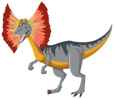 Beyaz arkaplan çiziminde Dilophosaurus dinozoru