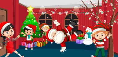 Noel 'i Noel Baba ile kutlayan çocukların olduğu sahne
