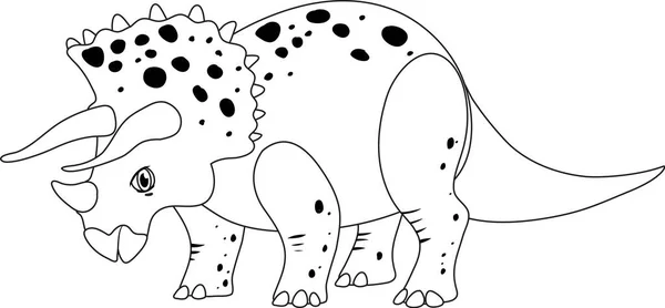 Triceratops Dinosaurier Doodle Umriss Auf Weißem Hintergrund Illustration — Stockvektor