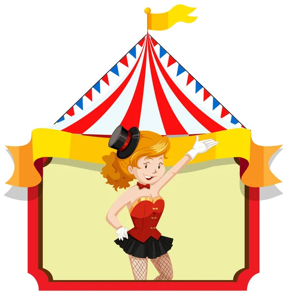 Chica Del Circo Carpa Circo Ilustración Pancarta — Vector de stock