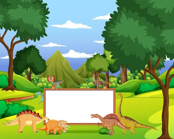 Dinosauro Nella Scena Forestale Preistorica Illustrazione — Vettoriale Stock