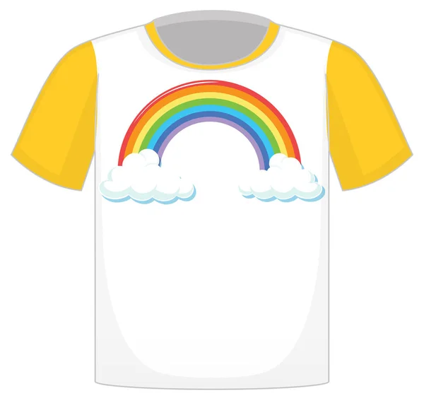 Camiseta Blanca Con Mangas Amarillas Sobre Fondo Blanco Ilustración — Vector de stock