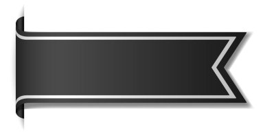 Beyaz arkaplan illüstrasyonunda siyah pankart tasarımı