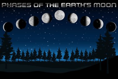 Bilim eğitimi illüstrasyonu için ayın evreleri