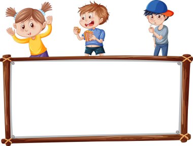 Pano şablonu mutlu çocuklar çizim ile