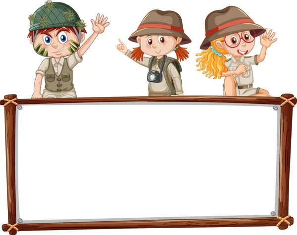 Rada Šablona Dětmi Safari Oblečení Ilustrace — Stockový vektor