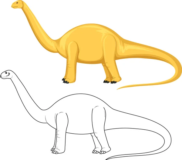 Dinosaurio Apatosaurus Con Esbozo Garabato Ilustración Fondo Blanco — Vector de stock