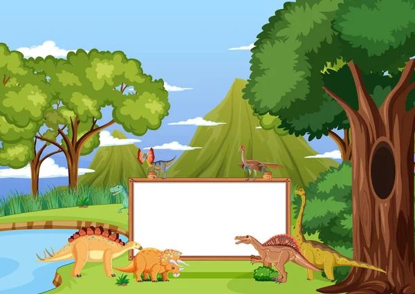 Diseño Banner Con Ilustración Dinosaurios — Archivo Imágenes Vectoriales