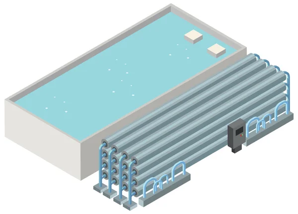 Isometriskt Industriområde För Illustration Avsaltningsanläggningen — Stock vektor