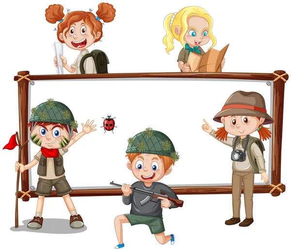 Board Template Happy Kids Illustration — Stock Vector