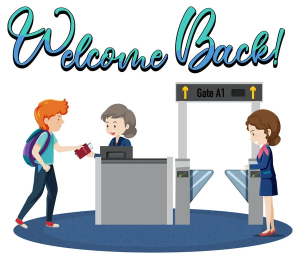 Welcome Back Typography Design Passenger Service Staffs Illustration — Stock Vector