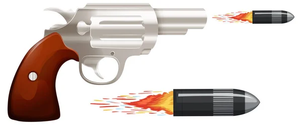 Pistol Gun Bullets Illustration — Stock Vector