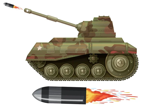 Tank Mermi Ateşleme Illüstrasyonu — Stok Vektör