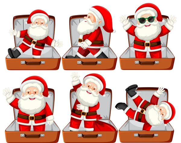 Weihnachtsthema Mit Weihnachtsmann Gepäck Auf Weißem Baccakground — Stockvektor