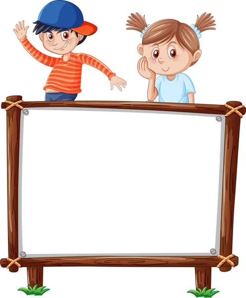 板模板与快乐的孩子图 — 图库矢量图片