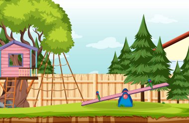 Çit resimli arka bahçe manzarası