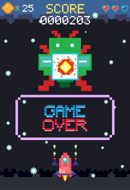 Uzay oyunu kullanıcı arayüzü şablonu çizimi