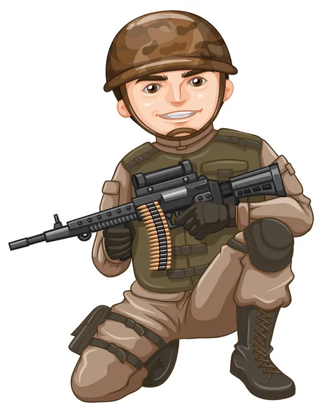 Man Armén Uniform Vit Bakgrund Illustration — Stock vektor