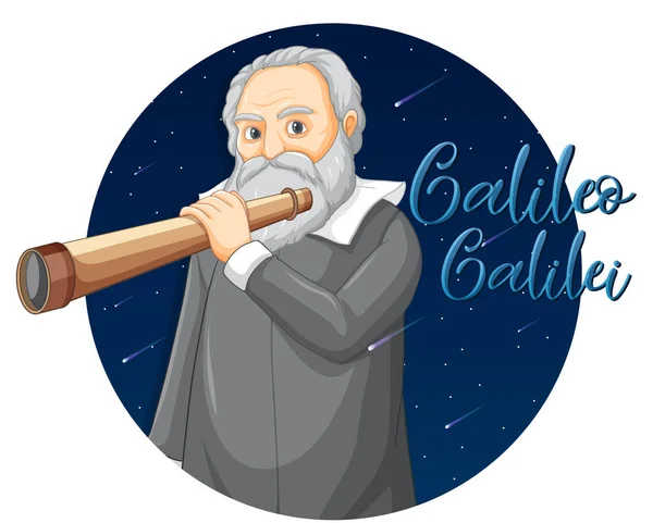 Portret Galileusza Stylu Kreskówki Ilustracja — Wektor stockowy