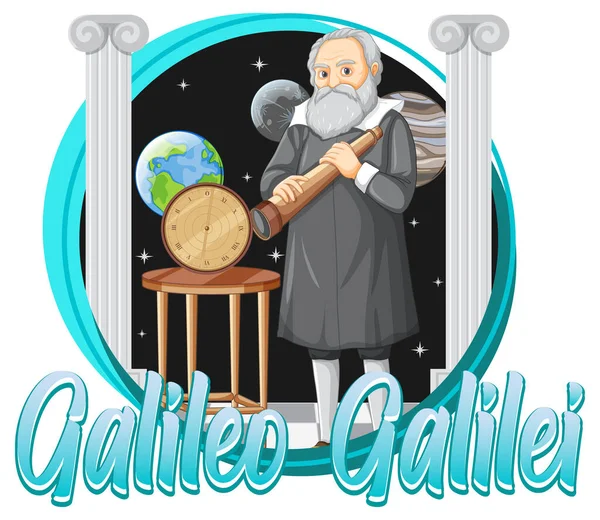 Galileo Galilei Illustration Personnage Dessin Animé — Image vectorielle