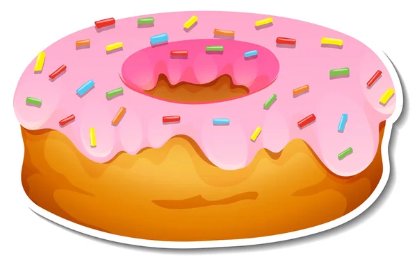 Aardbei Donut Met Regenboog Suiker Topping Illustratie — Stockvector