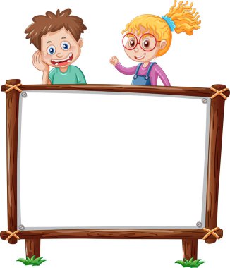 Pano şablonu mutlu çocuklar çizim ile