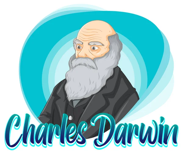 Portrait Charles Darwin Cartoon Style Illustration — Stock Vector