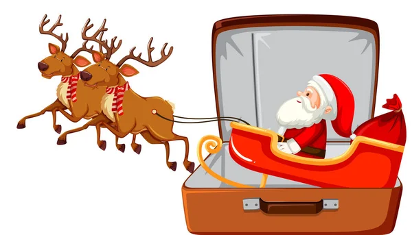 Thème Noël Avec Père Noël Dans Bagage Sur Fond Blanc — Image vectorielle