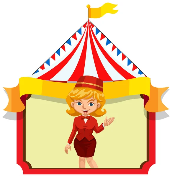 Gelukkig Meisje Circus Kostuum Banner Illustratie — Stockvector