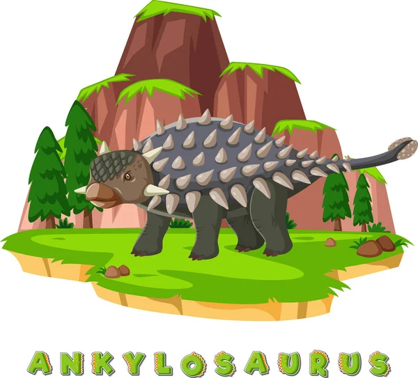 Dinosaurier Wortkarte Zur Illustration Von Ankylosaurus — Stockvektor