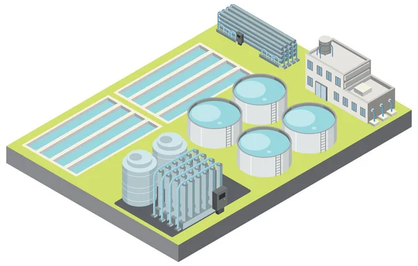Area Industriale Isometrica Dell Impianto Desalinizzazione Illustrazione — Vettoriale Stock