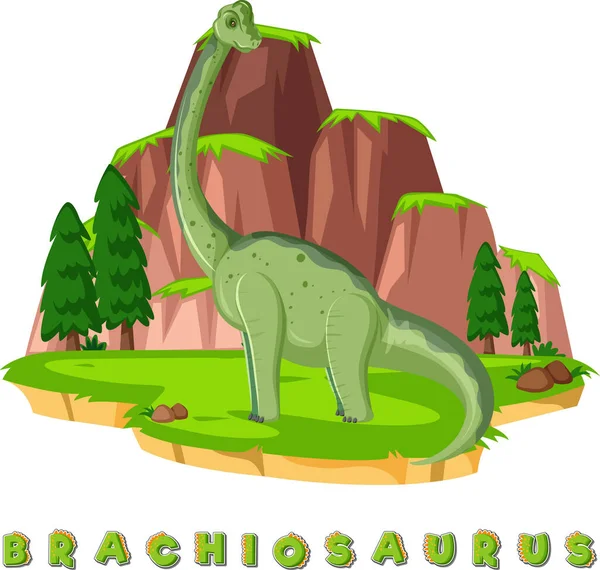 Dinosaurier Wortkarte Zur Brachiosaurus Illustration — Stockvektor