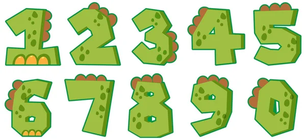 Lettertype Ontwerp Voor Nummers Groene Illustratie — Stockvector