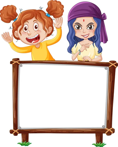 Modelo Placa Com Crianças Felizes Ilustração —  Vetores de Stock