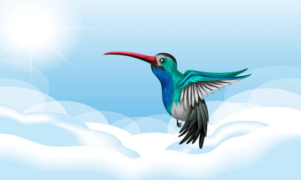 Kolibri Flyger Himlen Illustration — Stock vektor