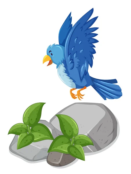 Blauwe Vogel Slagvleugels Illustratie — Stockvector