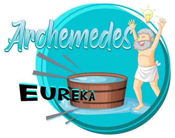 Dibujos Animados Arquímedes Con Palabra Eureka Ilustración — Vector de stock