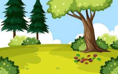 Güzel bahçe illüstrasyonu manzarası