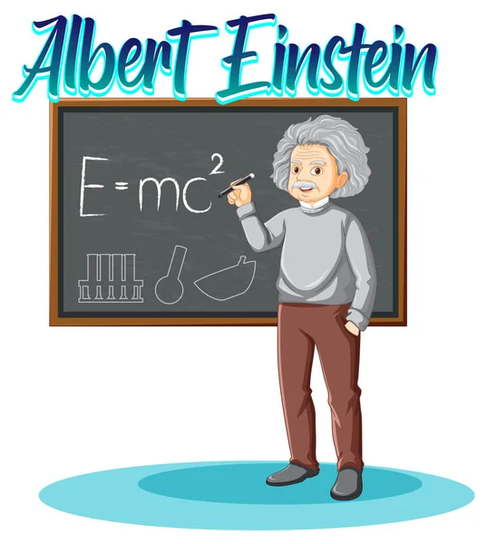 Retrato Albert Einstein Ilustración Estilo Dibujos Animados — Vector de stock