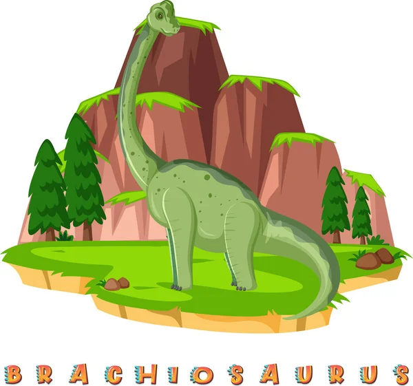 Tarjeta Palabras Dinosaurio Para Ilustración Braquiosaurio — Archivo Imágenes Vectoriales
