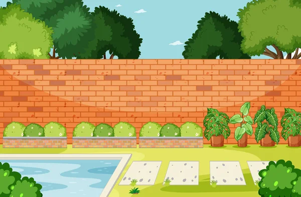 Scene Backyard Fence Illustration — Stock Vector