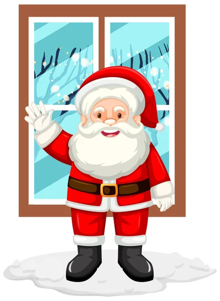Weihnachtsmann Winkt Fenster — Stockvektor