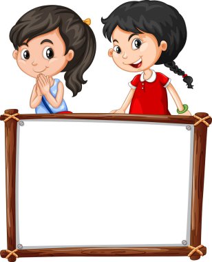 Pano şablonu mutlu çocuklar çizim ile