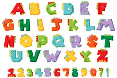 İngilizce alfabe ve numaralar illüstrasyon için yazı tipi tasarım