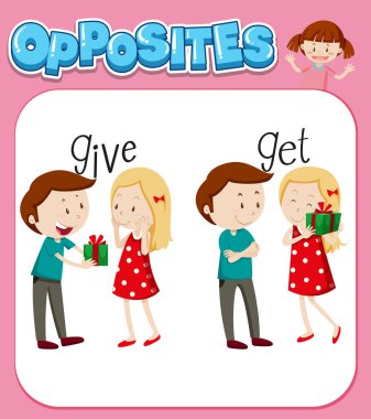 Ters kelime için verip illüstrasyon