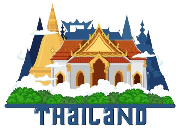 องเท ยวประเทศไทย สถานท องเท ยวและภาพประกอบไอคอนของว — ภาพเวกเตอร์สต็อก