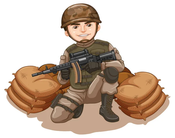 Hombre Uniforme Del Ejército Sobre Fondo Blanco Ilustración — Vector de stock